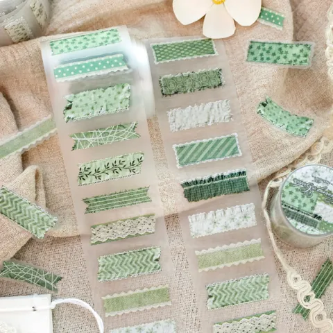 Matte PET Die-cut Tape Weaving Color Series Vintage Wrinkled Fabric Pattern Journal Decorative Sticker Tape Scrapbooking Supplies