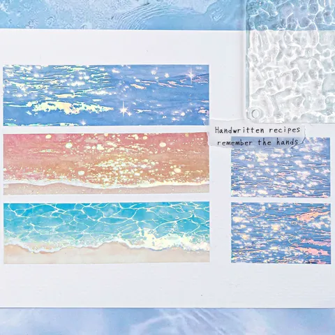 Iridescent Water Ripple Washi Tape Blue Sea Waves Pattern Decorative Adhesive Tape For Scrapbooking DIY Craft Journaling