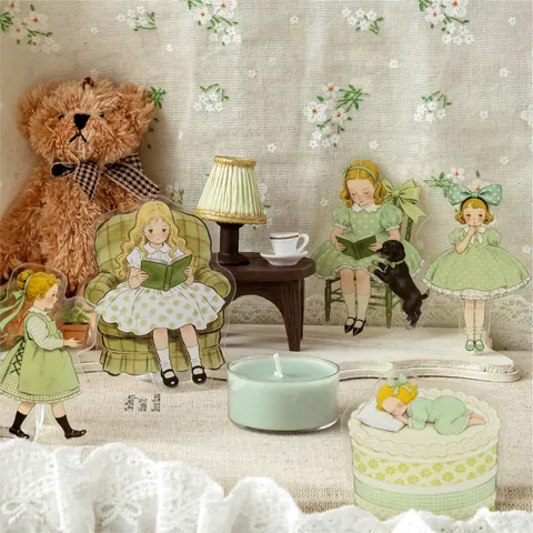 Confezione di Adesivi in Carta Decorativi Serie Vintage Tea Party Girl Per DIY Scrapbooking Diario Materiale 30 Pezzi