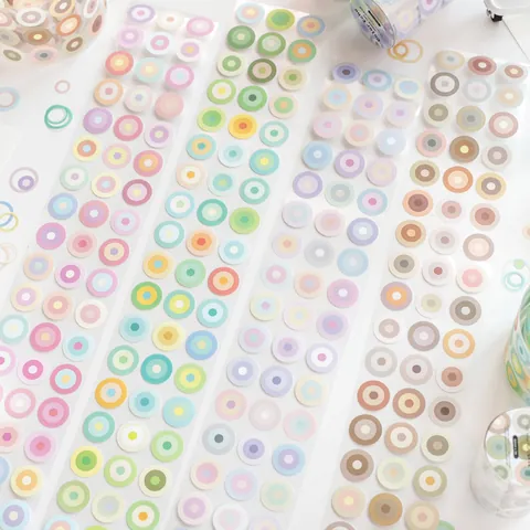 Color Echo Serie Synthetisches Papier Gestanztes Klebeband Minimalistische Runde Kreis Punkt Aufkleber Für Planer Scrapbooking Bastelbedarf