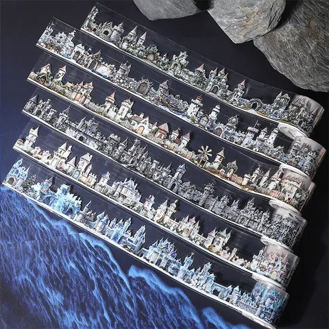 Castle In Fairy Tale PET Tape Vintage Decorative Stickers For Scrapbooking Journaling Supplies Fairy Castle Landscape Series