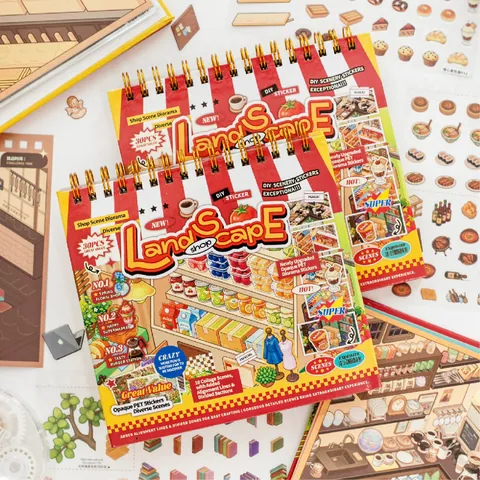 Miniature Scenery Sticker Book Collection PET Waterproof Scenery Decals For DIY Scrapbooking Journaling Decoration