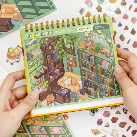 Miniature Scenery Sticker Book Collection PET Waterproof Scenery Decals For DIY Scrapbooking Journaling Decoration