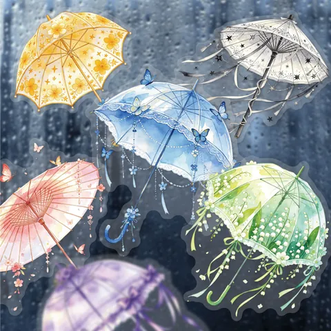 Retro Story Drizzling Umbrella Sticker Pack Waterproof PET Decorative Stickers For Scrapbooking Journaling DIY Art Crafts