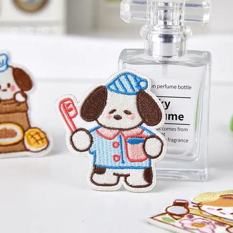 Cute Cartoon Embroidered Patch Bakery Theme Self Adhesive Iron On Patches For Kids Clothing Bag DIY Decoration Applique