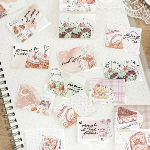 Yanji A Girls Time Series Gestanst Washi Tape Sticker Wit Kraft Papier Ins Stijl Handgetekende Dessert Brood Bloem Voor Dagboek DIY Decoratie