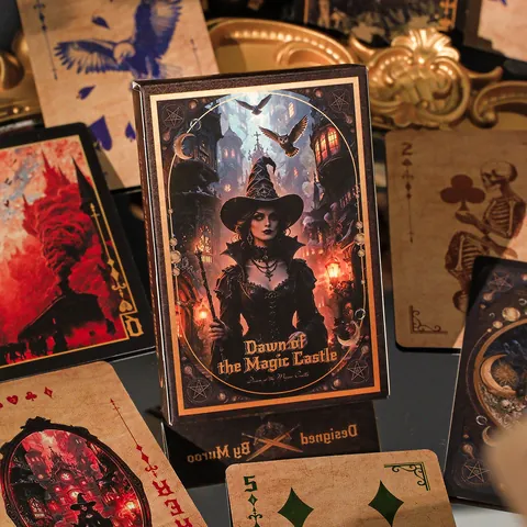 Retro Dawn Of The Magic Castle Playing Cards Gothic Wizard Theme Black Core Paper Embossed Poker Deck For Party Game Prop
