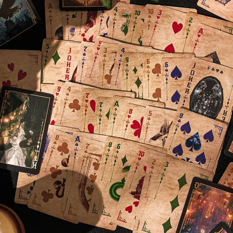 Retro Dawn Of The Magic Castle Playing Cards Gothic Wizard Theme Black Core Paper Embossed Poker Deck For Party Game Prop