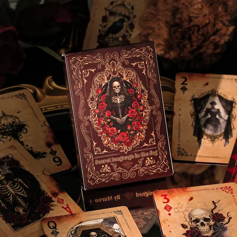 Retro Gothic Poker Cards Secret Language In The Fog Dark Mystery Playing Cards Vintage Skull Rose Illustration Game Deck