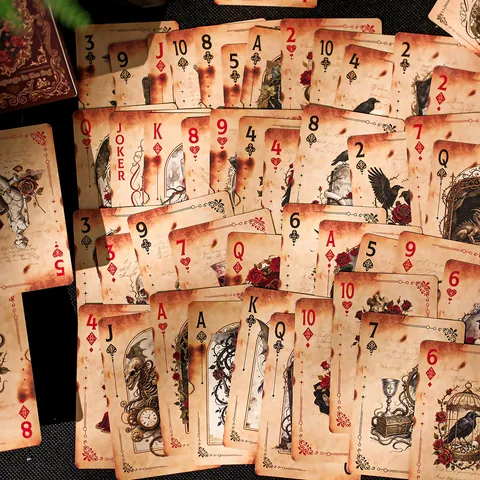 Retro Gothic Poker Cards Secret Language In The Fog Dark Mystery Playing Cards Vintage Skull Rose Illustration Game Deck