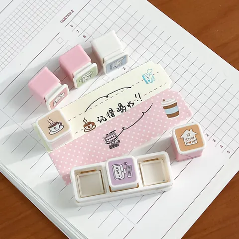 3-Piece Detachable Stamp Set For Journaling Life Doodle Decorative DIY Stamps For Office School Stationery Scrapbooking