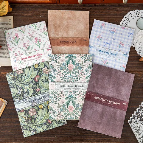 Sweet Bloom Story Vintage Floral Scrapbooking Material Paper Aesthetic Checkered Pattern DIY Journaling Decoration Supplies