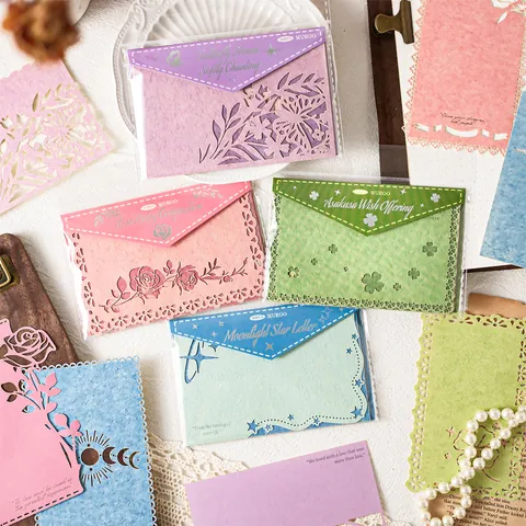 MUROO Star Flower Secret Language Specialty Material Paper Vintage Hollow Laser Cut Decorative Scrapbook Paper For Junk Journaling DIY Crafts