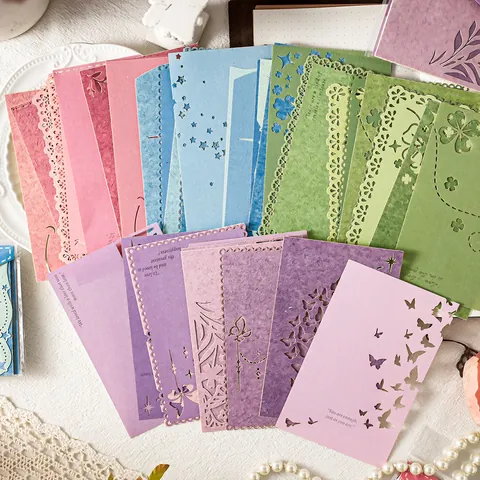 MUROO Star Flower Secret Language Specialty Material Paper Vintage Hollow Laser Cut Decorative Scrapbook Paper For Junk Journaling DIY Crafts