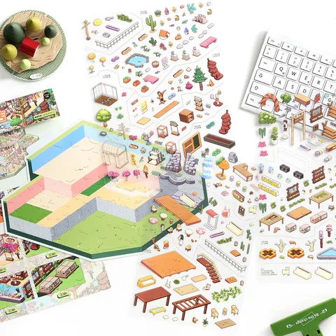 Infeel Me Large Miniature Scene Stickers Pixel Art DIY Scrapbooking Decor Today Open Series Issue Pet Hospital Exotic Shop Theme