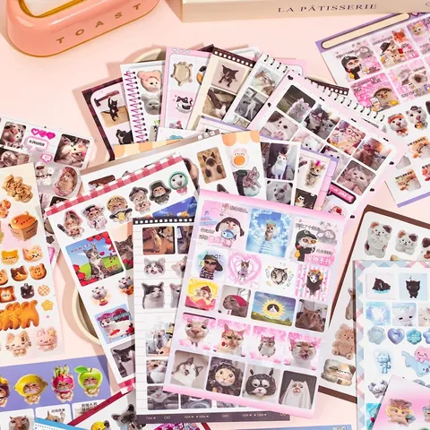 Kawaii Cat Meme Sticker Book For DIY Scrapbooking Journaling Phone Case Decoration Cute Animal Cartoon Stickers