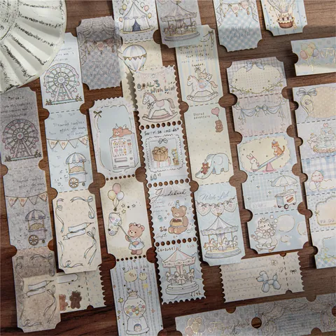Mo-Card Fairy Tale House Series Gilded Long Strip Perforated Stickers Vintage Cute Animal Floral DIY Deco Sticker Pack
