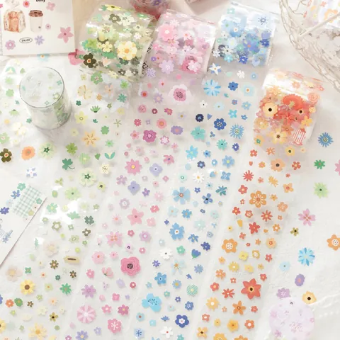 Bloemen Washi Tape Voor Scrapbooking DIY Rand Decoratie Synthetisch Papier Gestanste Stickers Floral Tales Zout Stijl Tape