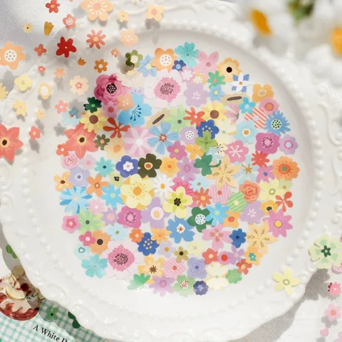 Bloemen Washi Tape Voor Scrapbooking DIY Rand Decoratie Synthetisch Papier Gestanste Stickers Floral Tales Zout Stijl Tape