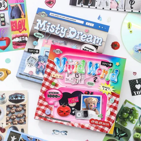 SIMNO Reality and Dreams Sticker Book Korean INS Style DIY Scrapbooking Material Aesthetic Collage Journal Decoration Stickers