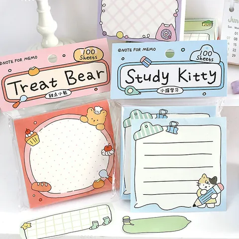 Cute Cartoon Animal Memo Pad Corners Murmurs Printed Writing Paper Sticky Notes For Journaling Scrapbooking Office School Supplies