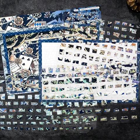 Adesivi Puzzle Stampa a Caldo 3D Vintage Opera Fantastica PET Decorazione Scena DIY Set di 4 Fogli