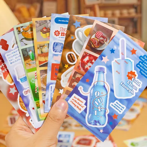 Retro Vintage Dessert Sticker Book Delicious Food DIY Scrapbooking Decorative Stickers Journaling Sealing Decoration Planner Sticker