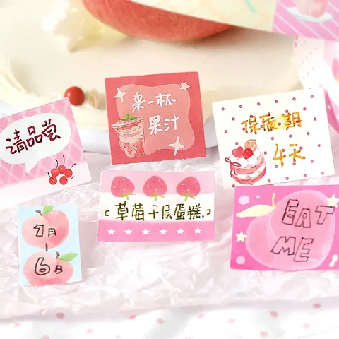 NOTE FOR Hello I Take a Bite Serie Beschrijfbare Gestanste Washi-tape Fruit Dessert Thema Papieren Sticker voor DIY Journal
