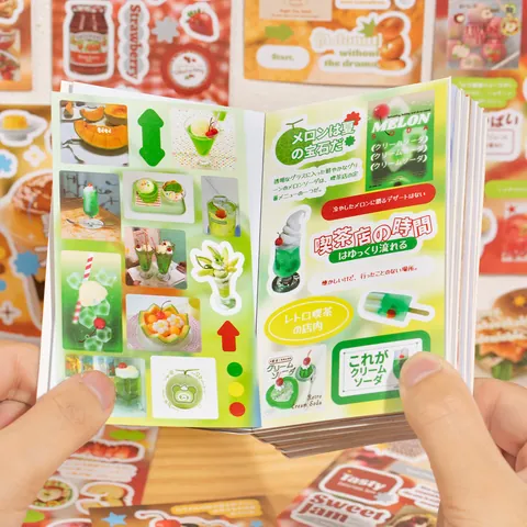 Retro Vintage Dessert Sticker Book Delicious Food DIY Scrapbooking Decorative Stickers Journaling Sealing Decoration Planner Sticker