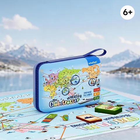 Yaofish Globetrotter Portable Educational Board Game Geography Learning Parent-Child Interactive Travel Toy Set With Map