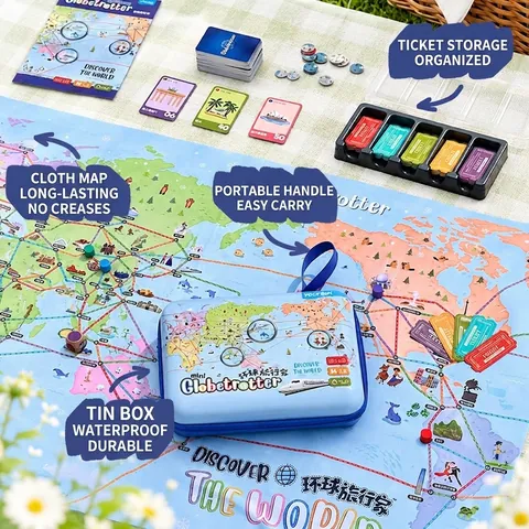 Yaofish Globetrotter Portable Educational Board Game Geography Learning Parent-Child Interactive Travel Toy Set With Map