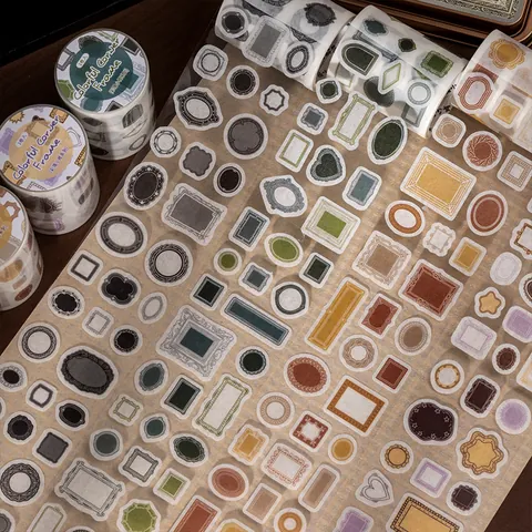 Vintage Gestanztes Washi-Tape Rahmen Dekorative Ränder für Scrapbooking DIY Journaling Ästhetisches Washi-Papier Aufkleber