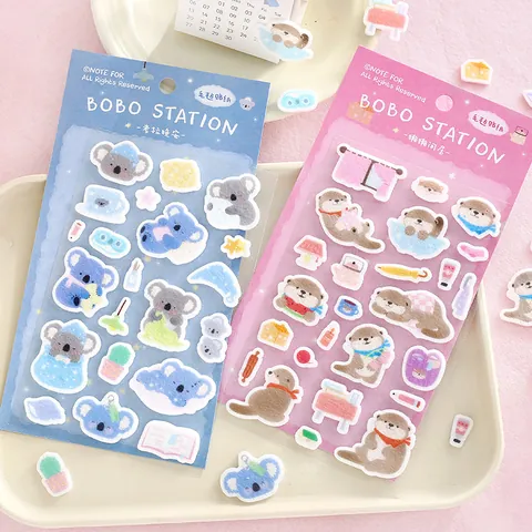 NOTE FOR BOBO Station Cute Animal Felt Stickers For Scrapbooking DIY Decorative Stickers Journaling Art Supplies
