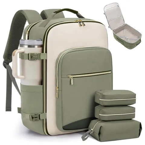 Large Capacity 40L Travel Backpack Set Waterproof 17 Inch Laptop Bag Multi-Piece Luggage Style 180 Open For Men Women