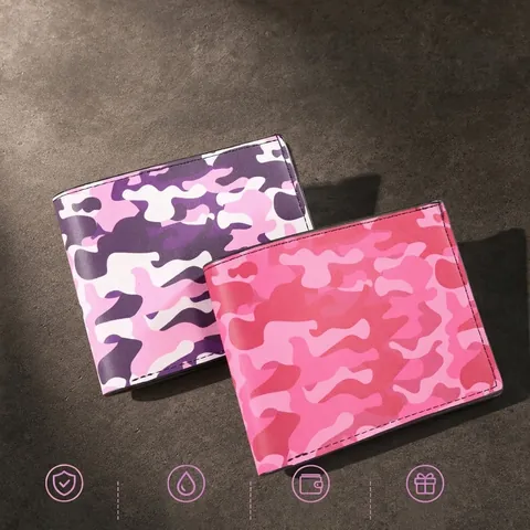 Men Bifold Short Wallet Camouflage Print PVC Leather Multi Card Slots Lightweight Casual Fashion Portable