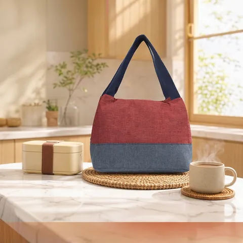 Dames Handtas Van Canvas Kleurblok Ontwerp Grote Capaciteit Lunch Bento Tas Ritssluiting Veelzijdige Draagtas Casual Stijl