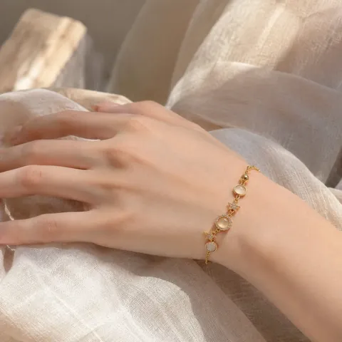 Ins Stijl Legering Kattenoogsteen Ster Bloem Hart Vlinder Slang Verstelbare Armband Voor Vrouwen Elegant Sieraden Cadeau