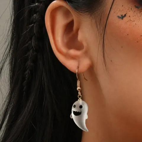 Ghost Dangle Earrings Resin Metal Hook Translucent Halloween Festive Party Accessories For Women Girls