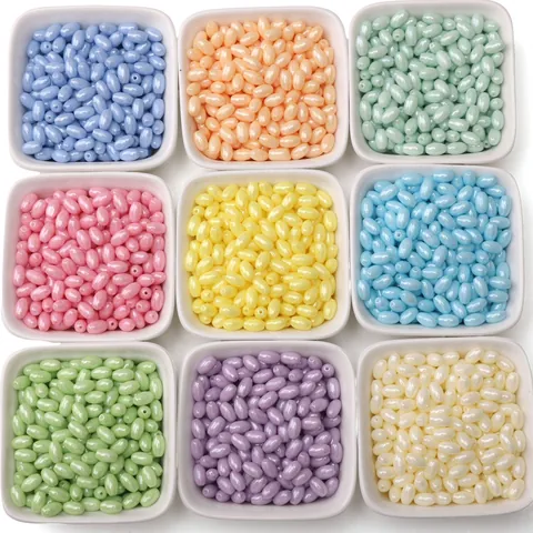 High Quality Glass Rice Beads Solid Cream Painted Oval Beads For DIY Bracelet Necklace Jewelry Making Handmade Accessories
