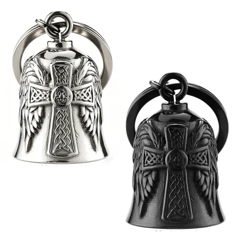 Collar Con Colgante De Campana De Acero Inoxidable Águila Bandera De EE UU Retro Biker Guardian Bell Para Hombres