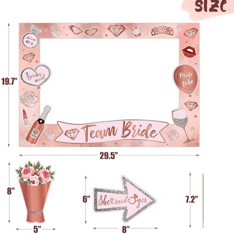 Bachelorette Party Photo Booth Props Rose Gold Glitter Paper Handheld For Bridal Shower Wedding Team Bride Novelty