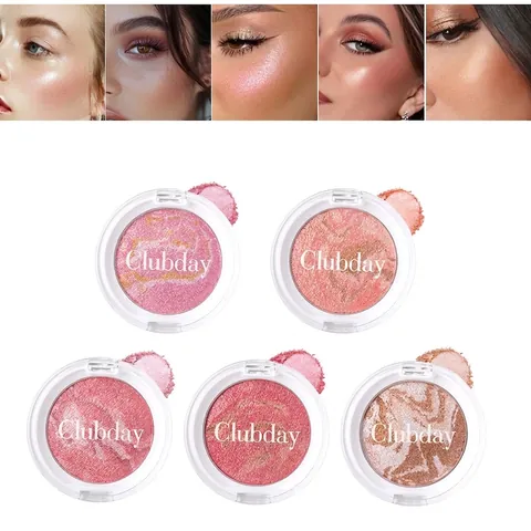 Baked Marbling Blush Highlighter Powder Μαργαριταρένια Λάμψη Προσώπου Ρουζ Παλέτα Λάμψης Μακιγιάζ Μεγάλης Διάρκειας