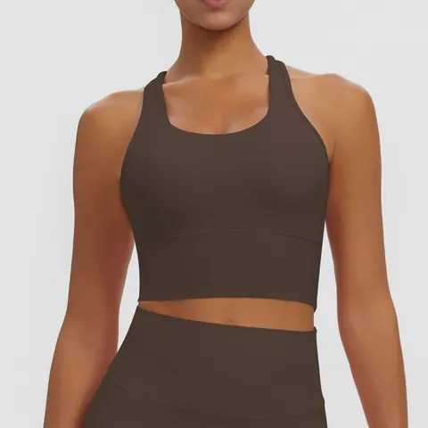 Women's Racerback Sports Bra Nylon Spandex Breathable Padded Yoga Vest Top High Elastic Fitness Gym Workout Running Crop Top