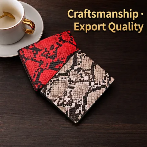 Men Bifold Wallet PVC Synthetic Leather Retro Snake Skin Pattern Texture Multi Card Slots Fashion Short Student Purse