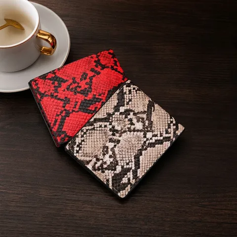 Men Bifold Wallet PVC Synthetic Leather Retro Snake Skin Pattern Texture Multi Card Slots Fashion Short Student Purse