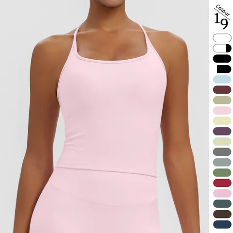 Women's Racerback Sports Tank Top Square Neck Nylon Spandex Tight Breathable Yoga Running Fitness Sleeveless Active Top