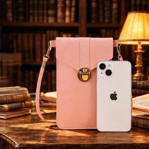 Women Touch Screen Crossbody Phone Bag PU Leather PVC Wallet With Lock Buckle And Card Slots Vintage Slim