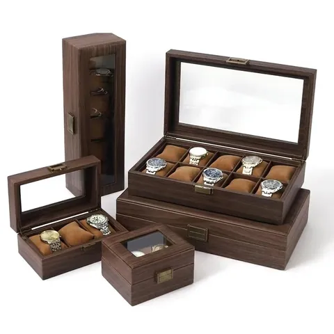 Luxe Houten Horloge Opbergdoos Met Transparant Venster Multi Slot Horloge Display Case Organizer Voor Thuis