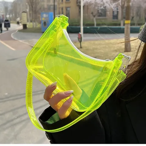 Mode Damen Süßigkeitenfarbe Transparent Jelly Achseltasche PVC Hobo Umhängetasche Kleine Wasserdichte Persönlichkeit Handtasche