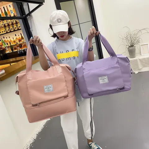 Large Capacity Foldable Travel Bag For Women Men Waterproof Gym Sports Shoulder Bag Dry Wet Separation Luggage Duffle Bag